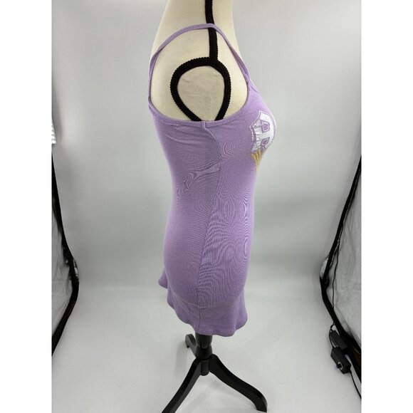 Grayson Threads Womens XS Purple AC/DC Graphic Bodycon Mini Dress Sleeveless - Picture 3 of 7